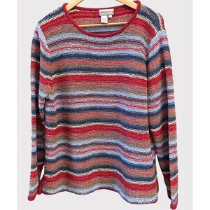 Coldwater Creek Plus Size 3X Multicolor Striped Knit Sweater Cotton Blend Casual